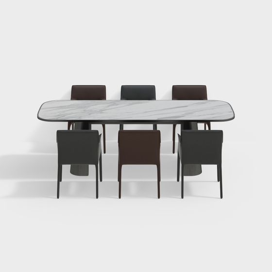 ชุดโต๊ะทานอาหารและเก้าอี้ทรงสี่เหลี่ยมผืนผ้าแบบอิตาลีสมัยใหม่