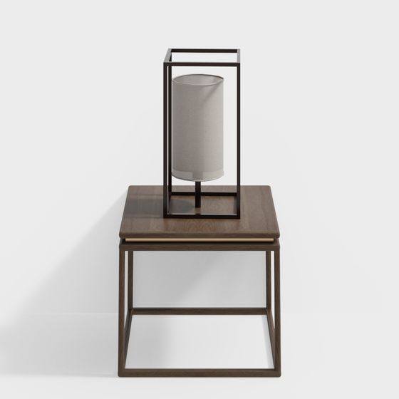 Urban Corner Side Table and Lamp 3D model