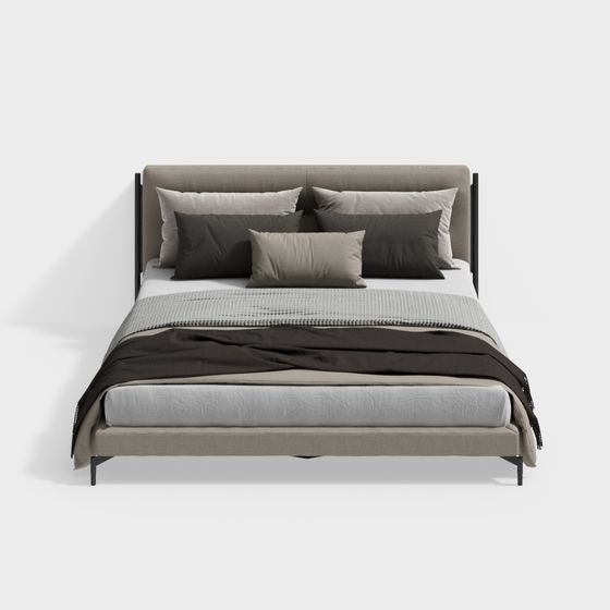 Sleek Low-Poly Bed 3D model for Contemporary Spaces
