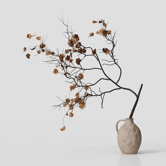 Low-Poly Dry Branch Flower Vase 3D model