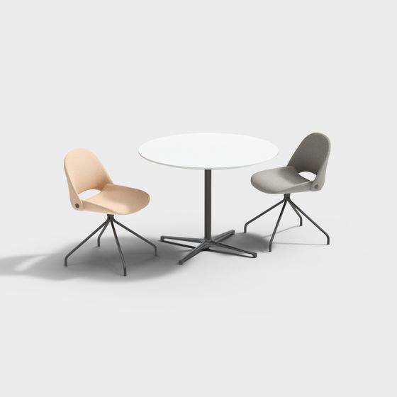 Low-Poly Round Table and Chairs Set 3D model