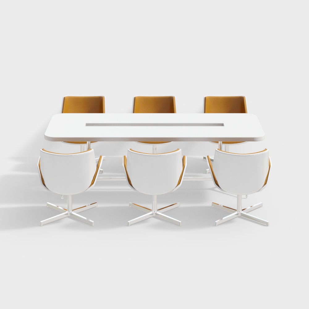 Modern Rectangular Conference Table and Chair Set