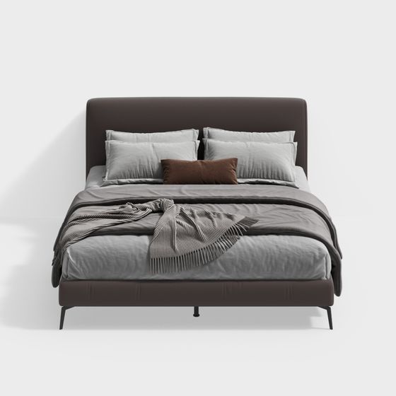 Stylish Low-Polygon Bed 3D Model for Modern Interiors