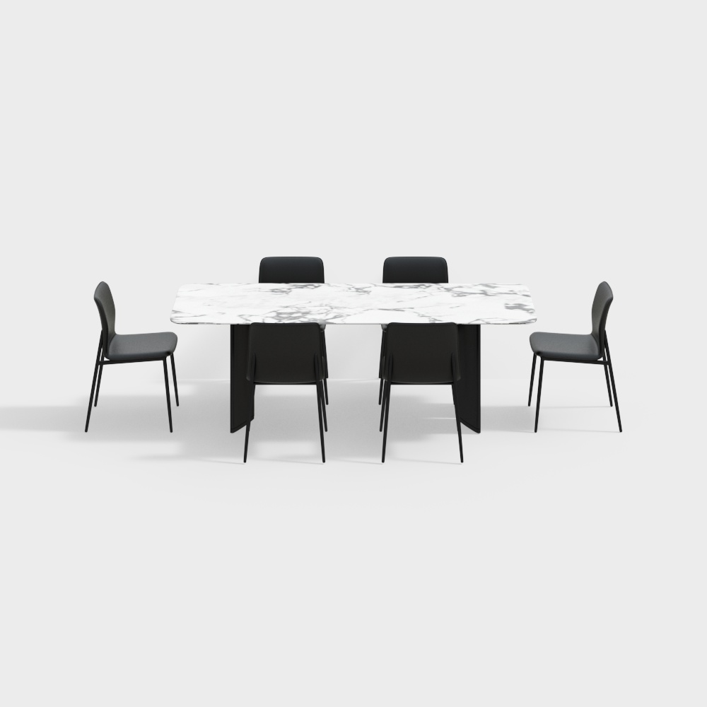 Modern Minimalist Marble Dining Table and Chair Set