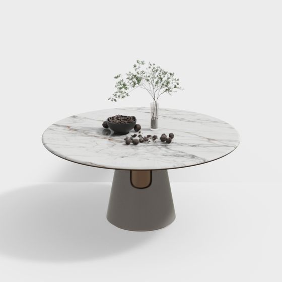 Minimalist Marble Round Table 3D model
