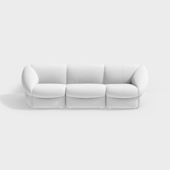 Stylish Low-Poly White Sofa 3D model for Modern Spaces