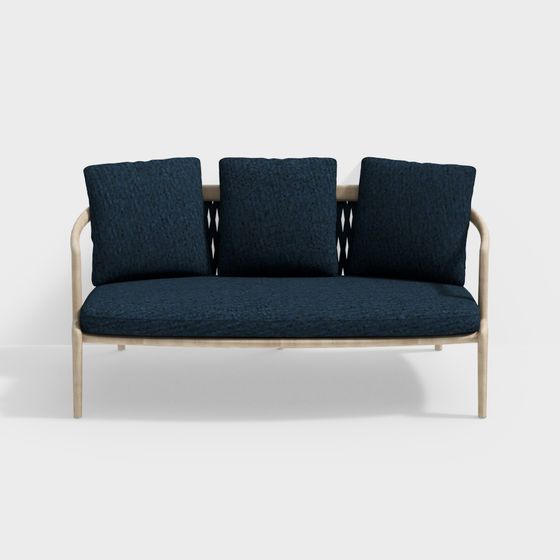 Modern Sofa 3D model with Blue Upholstery