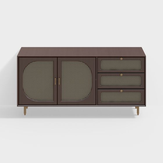 Antique Wabi-Sabi Bamboo Woven Sideboard