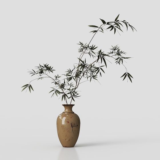 Elegant Bamboo Branch Vase 3D model for Designers