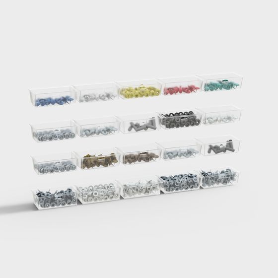 Detailed Bolt and Washer Collection 3D Model