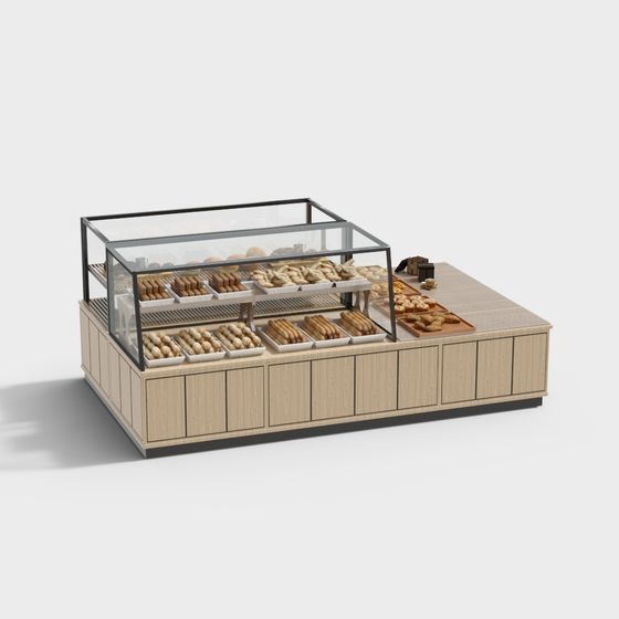 Low-Poly High-Detail Bakery Display Case 3D Model