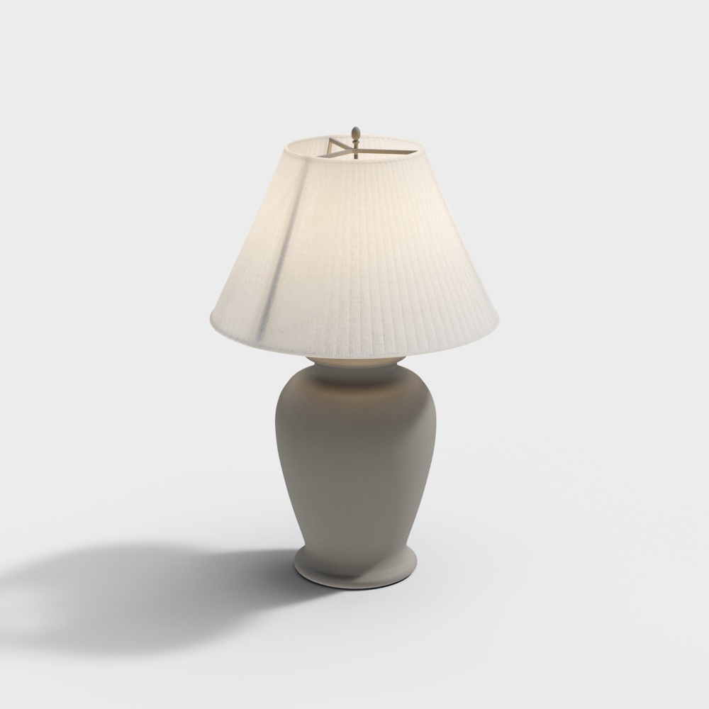 Elegant Minimalist Table Lamp 3D Model – Ceramic Base Design
