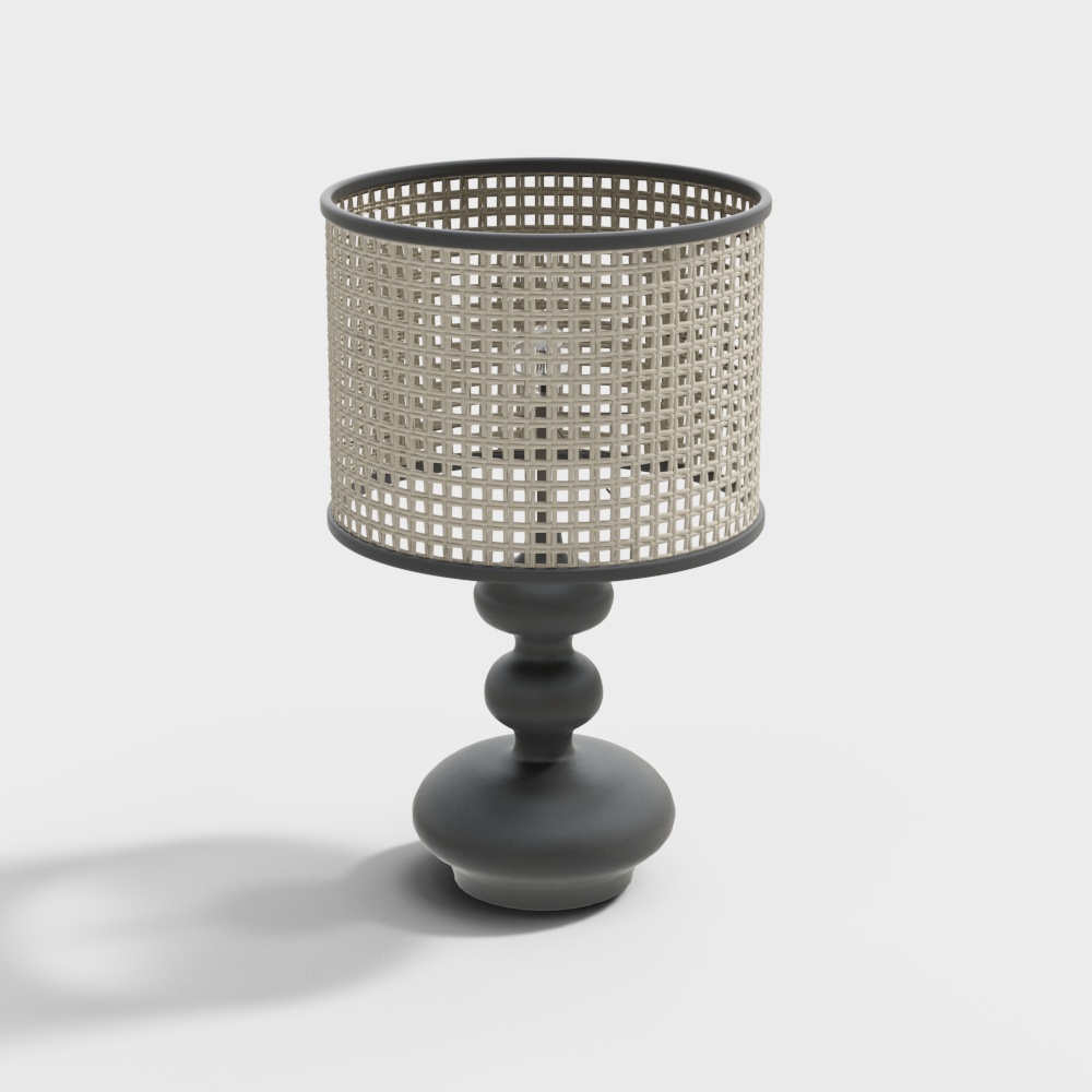 Mid-Century French Wicker Table Lamp