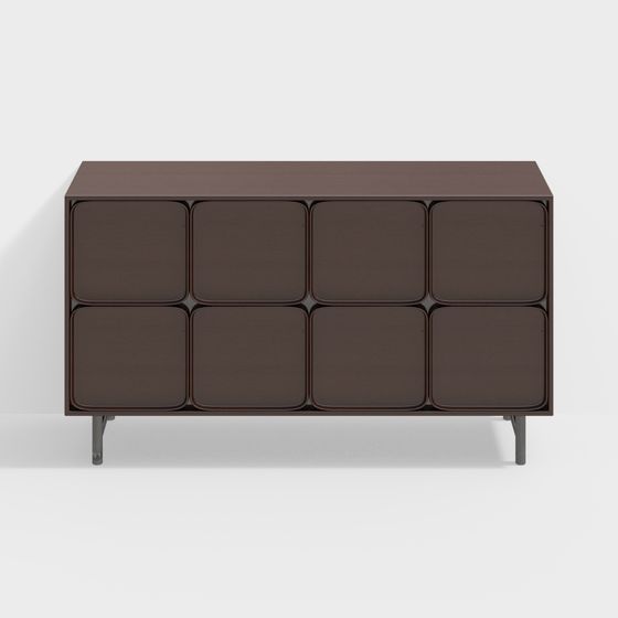 Mid-Century Modern Solid Wood Sideboard in Brown