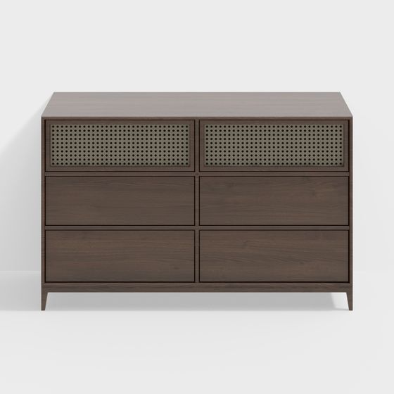 Brown Modern Solid Wood Woven Buffet