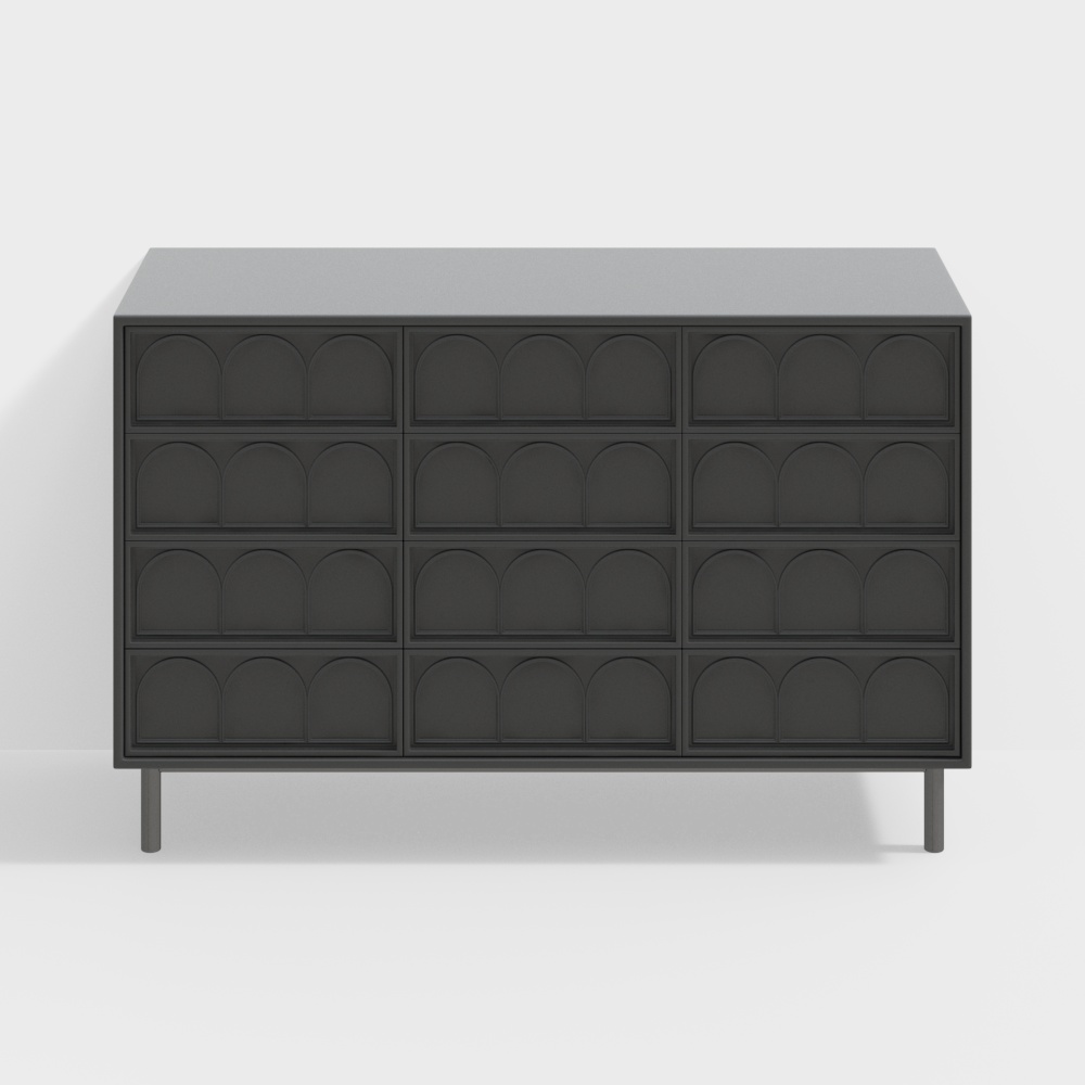 Medieval French Black Foyer Cabinet