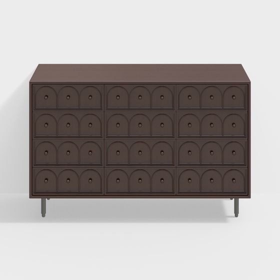 Elegant Dark Brown Drawer Cabinet 3D model