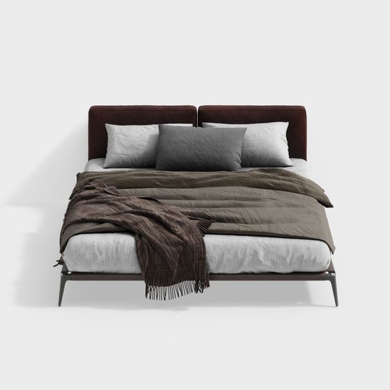 Elegant Modern Bed 3D model for Stylish Interiors