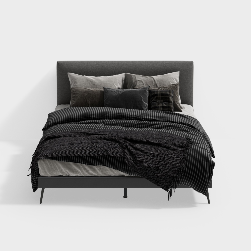 DC802 Gray Cotton Linen Large Bed 1.8m (Regular)