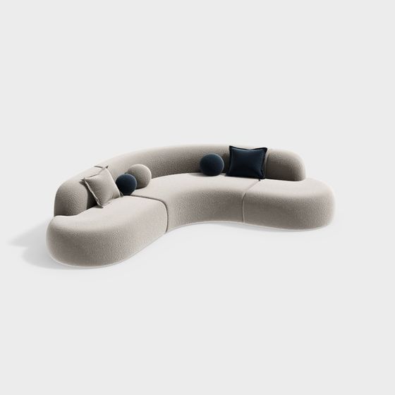 Streamlined Sofa 3D model for Modern Interiors