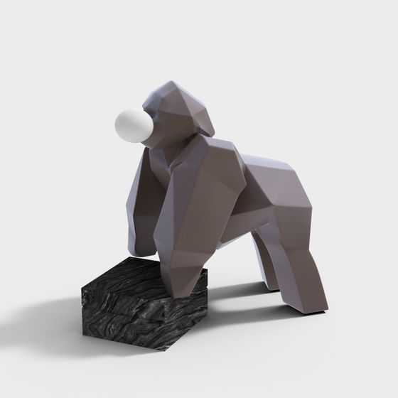 Low Poly Dog Blowing Bubbles 3D model