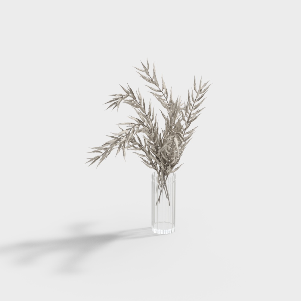 Stylish Low-Poly Glass Vase with Fern 3D model