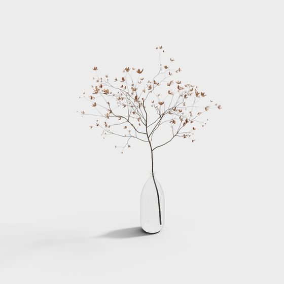 Minimalist Dried Branch Vase 3D model
