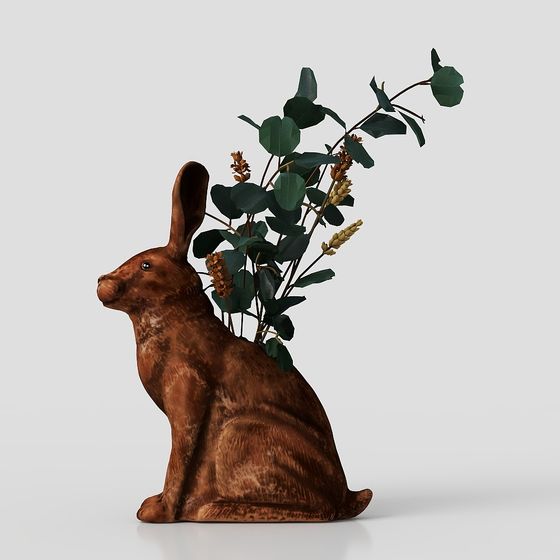 Low-Poly 3D Model Rabbit in a Tranquil Forest
