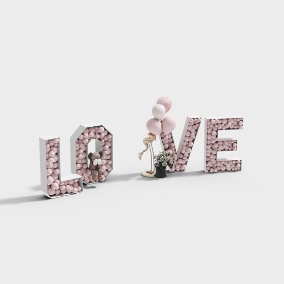 LOVE Balloon Wall 3D model