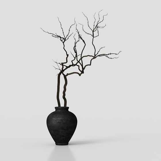 Elegant Winter Dry Branches 3D Model