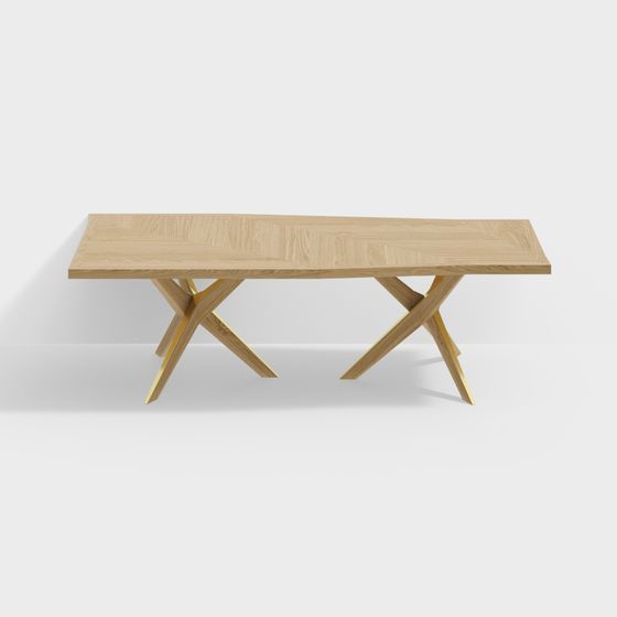 Cross-Leg Dining Table 3D model