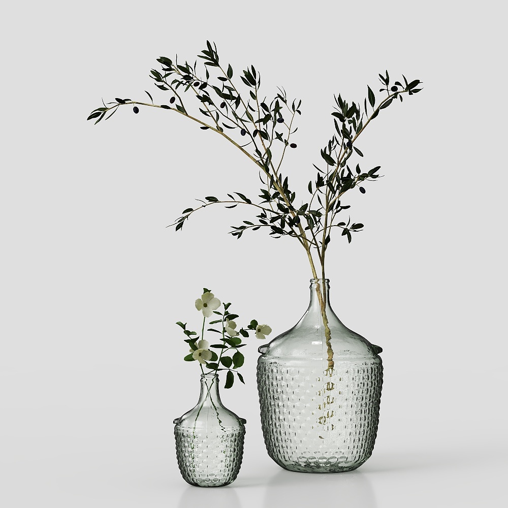 現代的なガラス花瓶の花