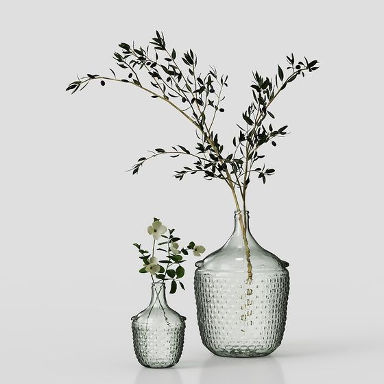 現代的なガラス花瓶の花