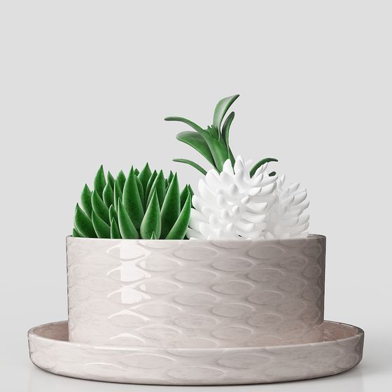 Elegant Green Planter 3D model for Interior Spaces