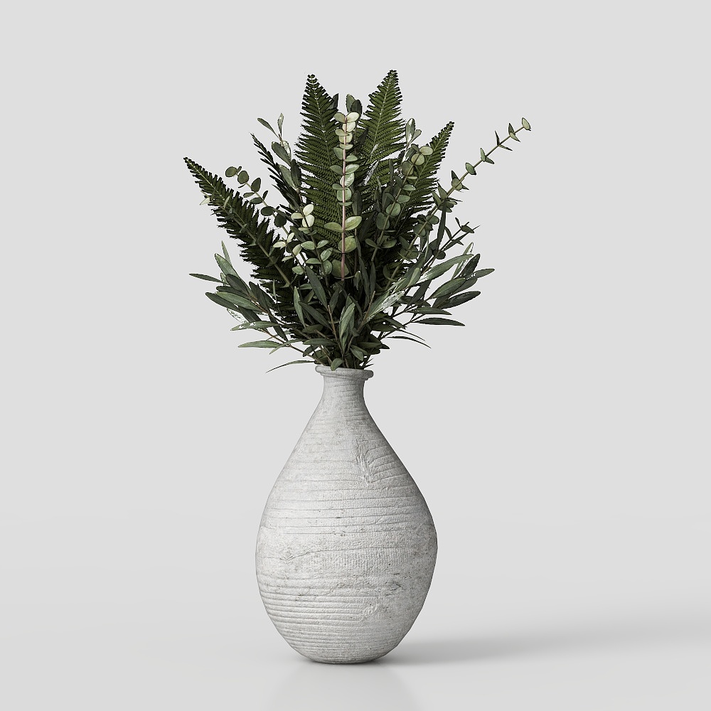 Modern Vase with Green Plants