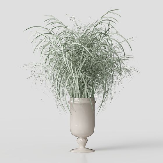 Stylish Low-Poly Vase with Bamboo 3D model