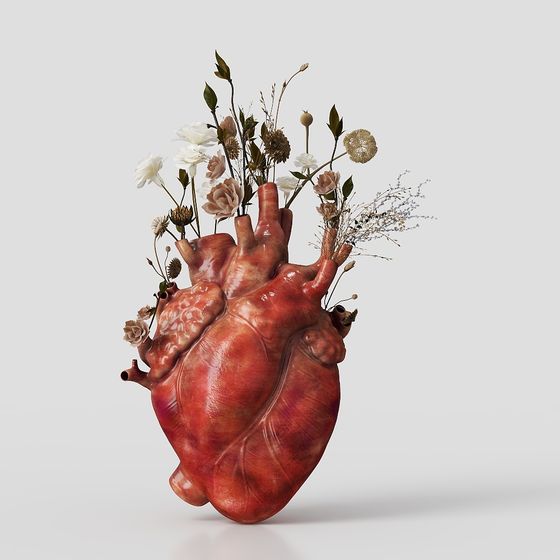 Vibrant Heart 3D model with Floral Details