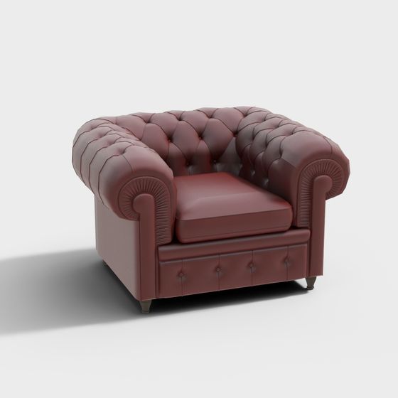 Stylish Vintage Leather Armchair 3D model for Modern Interiors