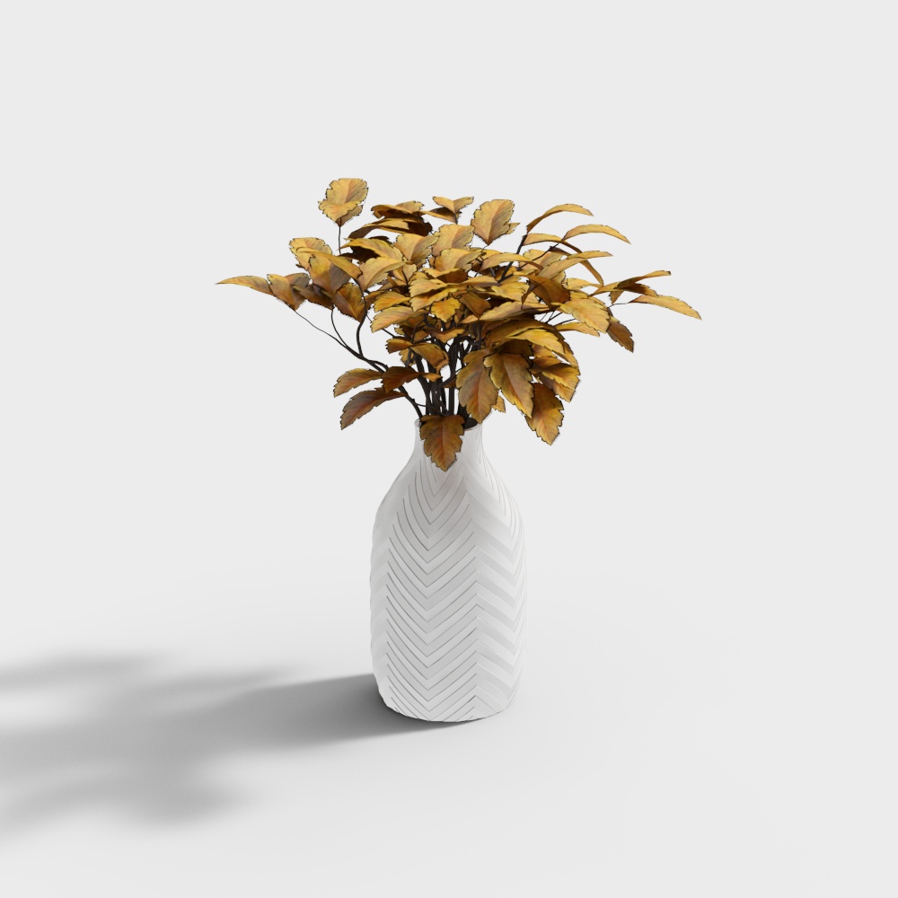 현대 화병과 말린 가지 및 잎 장식