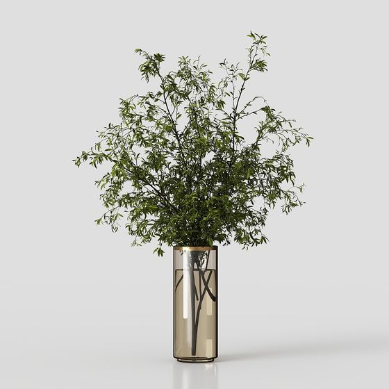 Nature's Grace in Glass Vase 3D model