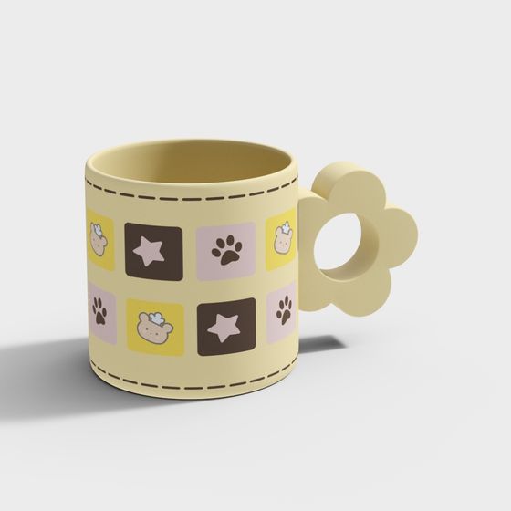 Charming 3D Model Cup with Cute Cartoon Design