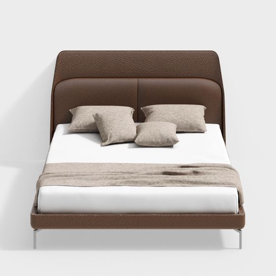 Elegant Modern 3D Bed Model for Interior Design