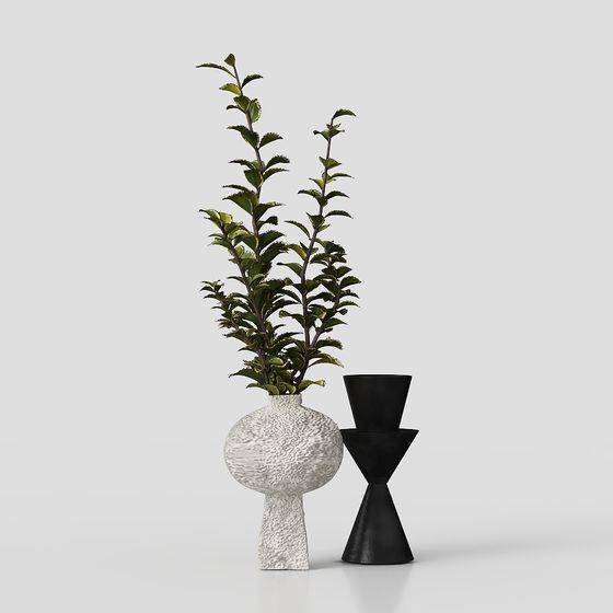 Stylish Urban Green Plant and Vase 3D model