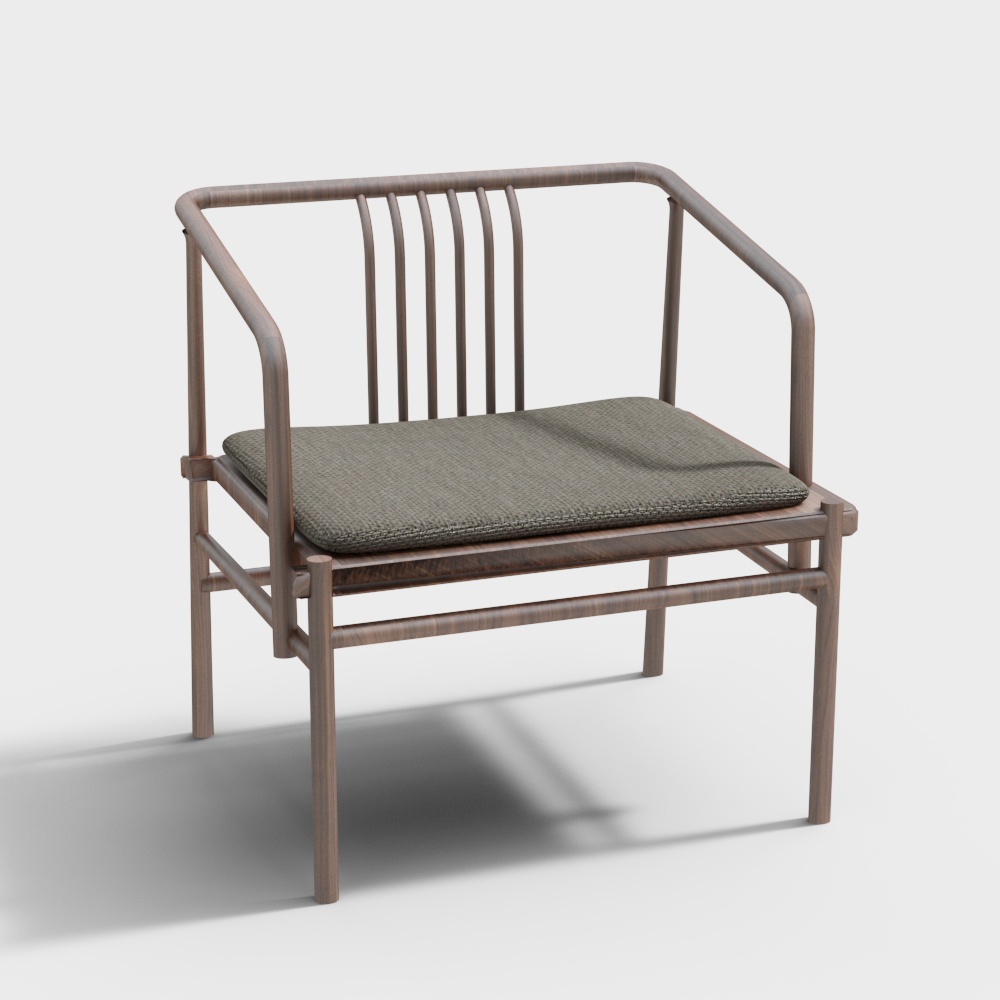 Elegant Wooden Armchair 3D Model