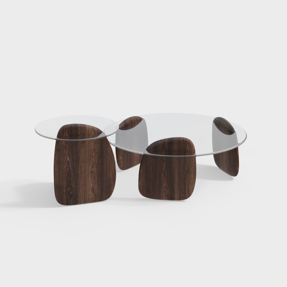 Sleek Glass Table 3D Model – Modern Wood & Glass Design