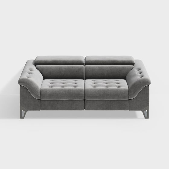 Modern Gray Low-Polygon Sofa 3D model