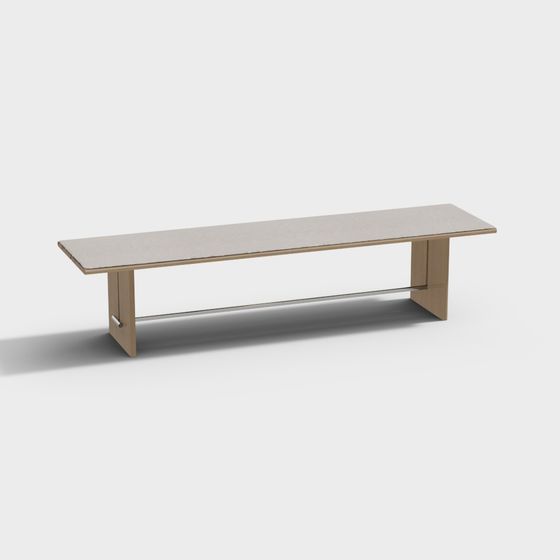 New Chinese-Style Wooden Long Bench 3D Model in Golden