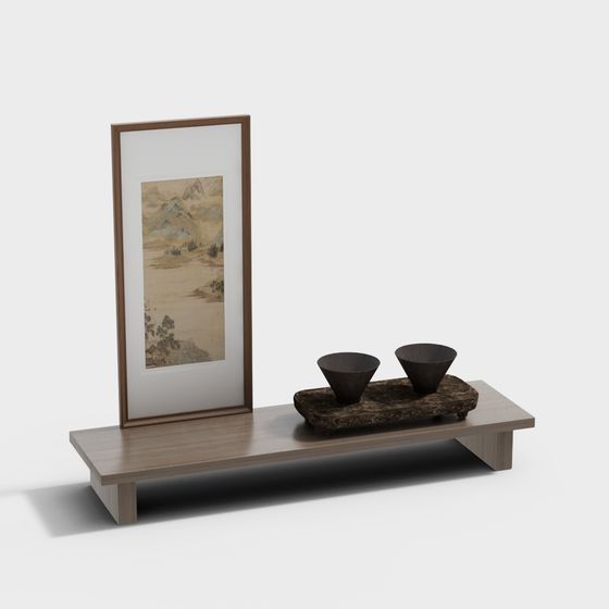 Elegant Zen Tea Stand 3D model for Modern Spaces