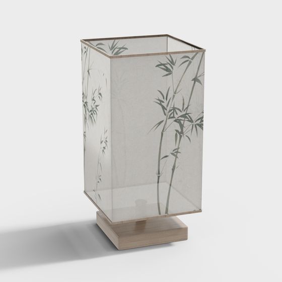 Neo-Chinese Style Table Lamp 3D Model in White