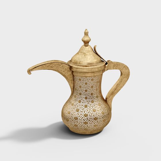 Golden Oriental Teapot 3D model